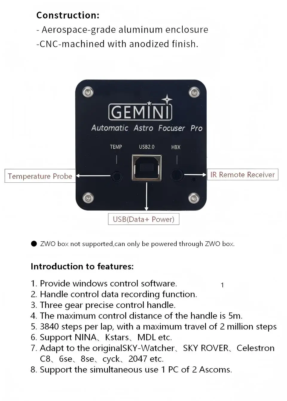 GEMINI Astro EAF Elektrische Autofokussierung für Weltraumfotografie mit astronomischen Teleskopen – Ascom/Indi Deep-Sky-Bildgebung – Detail 2