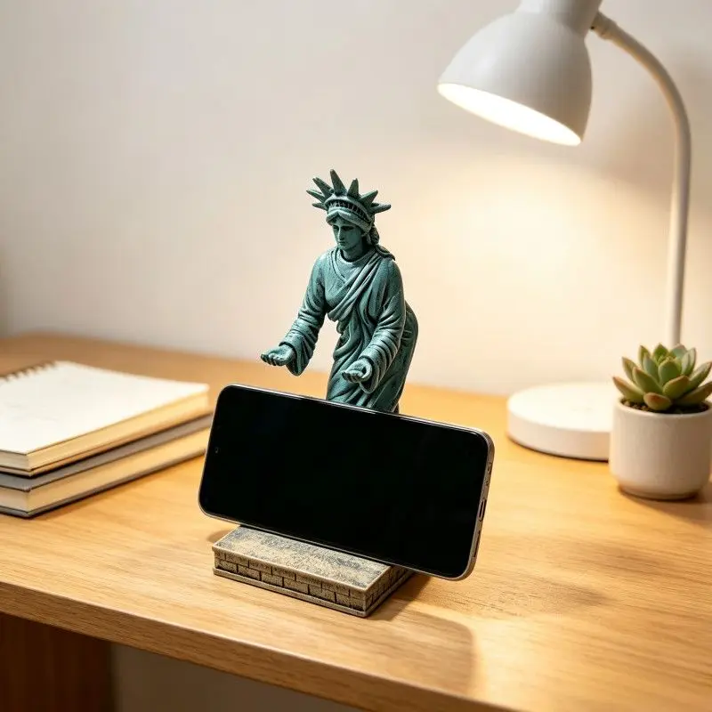 Funny Statue of Liberty Phone Holder Desk Decor Cute Pen Stand Novelty Gag Gift for Office Coworker Birthday