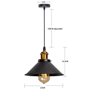 Vintage LED Ferro Lampshade Lustres, Rússia Luzes pingente para Loft, Cozinha, Jantar, Quarto, Pendurado Lâmpada, Retro, Iluminação doméstica 10 principais vendas lustres pendentes dourados - №1