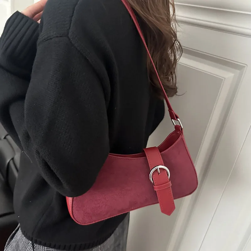 

Women Retro Solid Color Shoulder Bag Simple Casual Large Capacity Tote Handbag for Autumn Winter