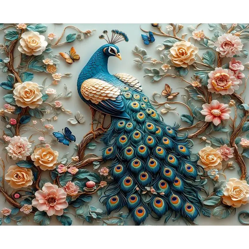 

SDOYUNO Full Drill Diamond Mosaic Peacock 5D Diamond Painting Beads Embroidery Flower Handicraft Home Decor