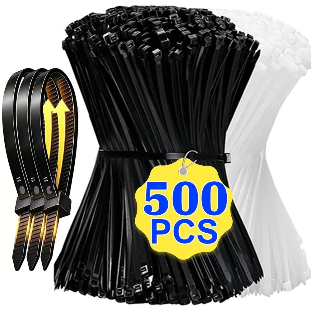 100-500PCS Nylon Cable Ties Adjustable Self-locking Fastening Rings Zip Tie Cable Wires Fixing Ties for Home Offices Industrial
