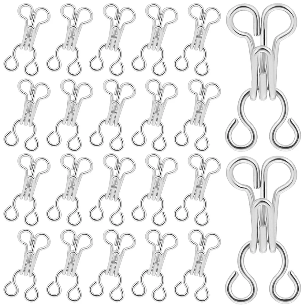 

100PCS Sewing Hooks and Eyes Closure Metal Bra Hooks Replacement Hook and Eye Closures for Clothing Sew On Snaps Sewing Crafting