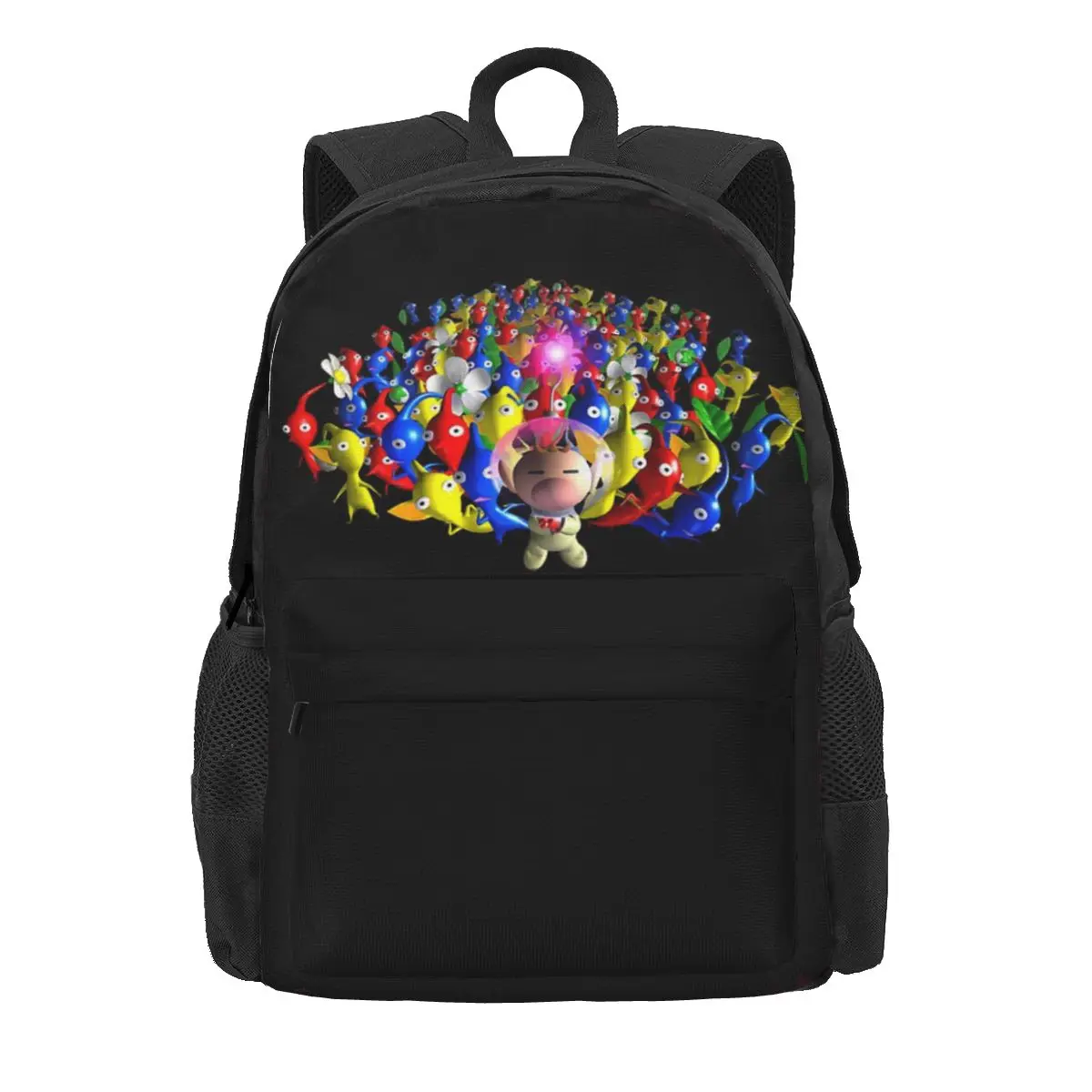 Pikmin-mochila escolar de dibujos animados para niños y niñas, bolso de hombro para ordenador portátil, gran capacidad