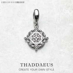 Vintage Compass Disc Charm Women Men 925 Sterling Silver Brand New Europe Pendant Jewelry Nice Gifts