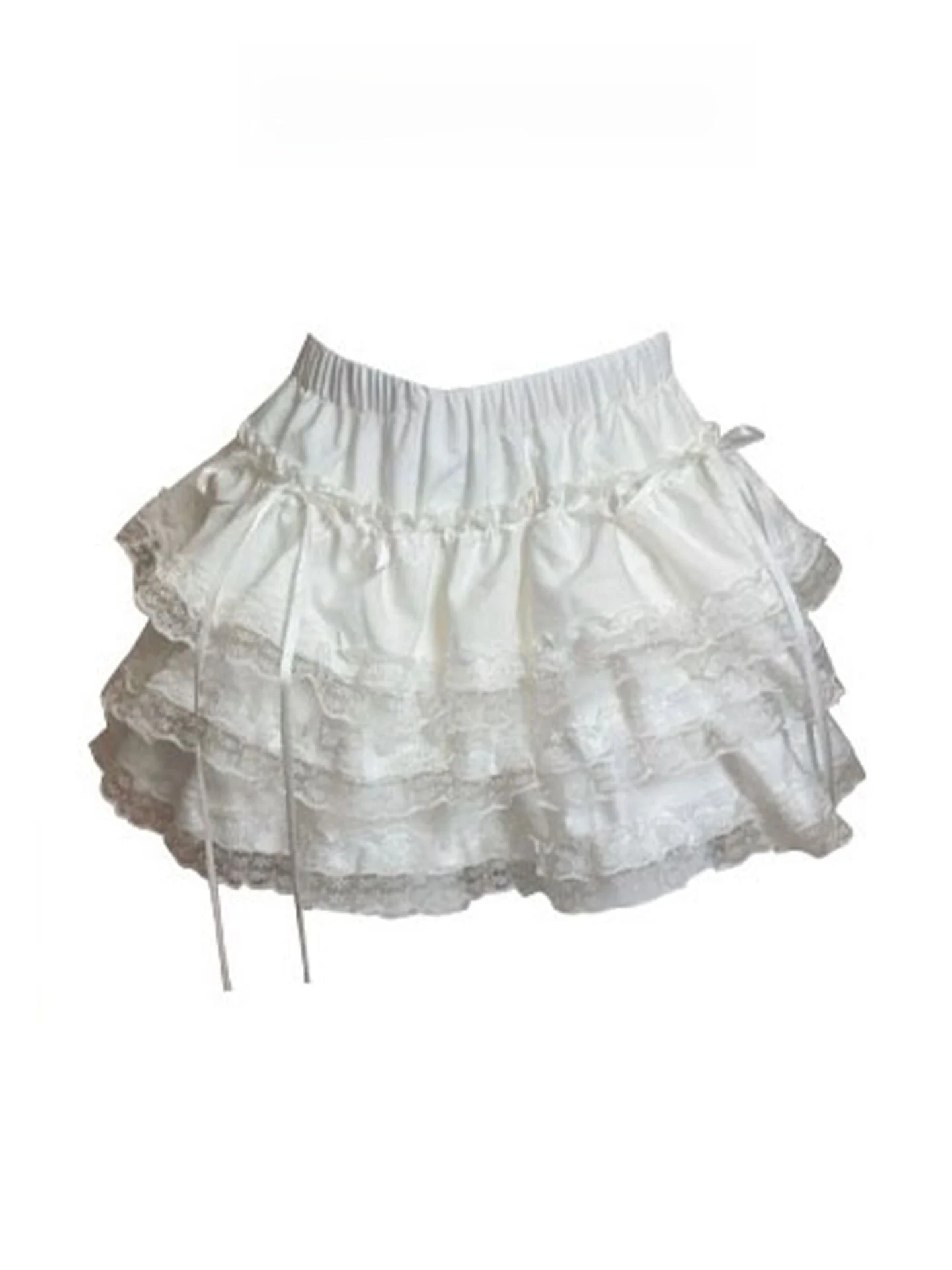 

Нежная белая юбка-кейк в балетном стиле для женщин, осенняя, с пикантным кружевом, пышная, А-силуэт, для повседневной носки, корейский стиль, с высокой талией