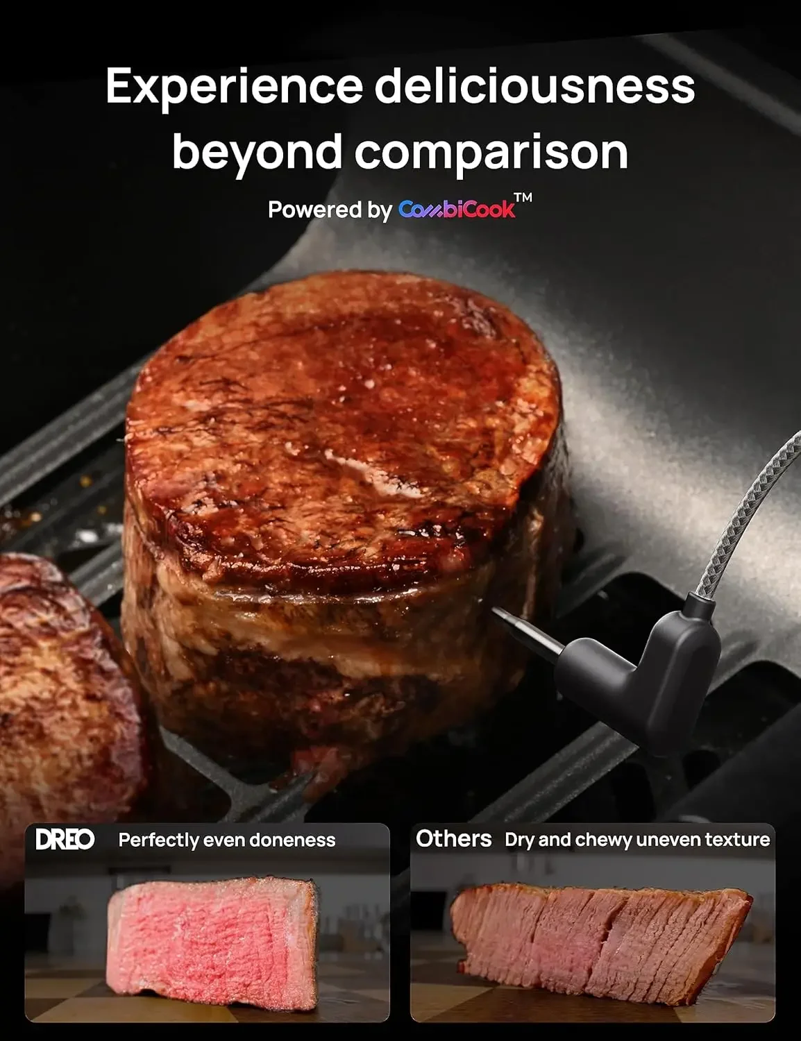 スマートエアフライヤー,ボタンを押すだけでプロのように調理,プローブプローブ,水噴霧器,3