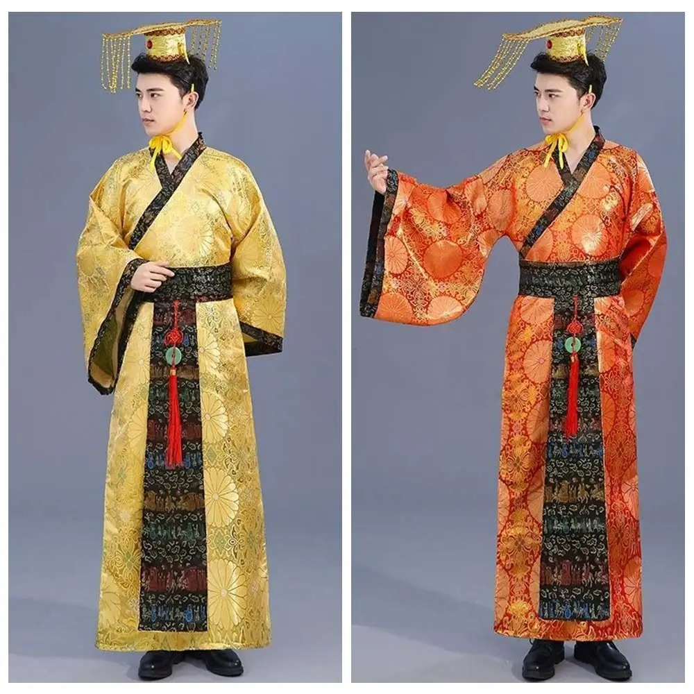 

Outfit Ancient Chinese Men Hanfu Stage Costumes Chinese Emperor King Stage Clothes Chinese Men Ancient Dress Suit Robe Hat Set