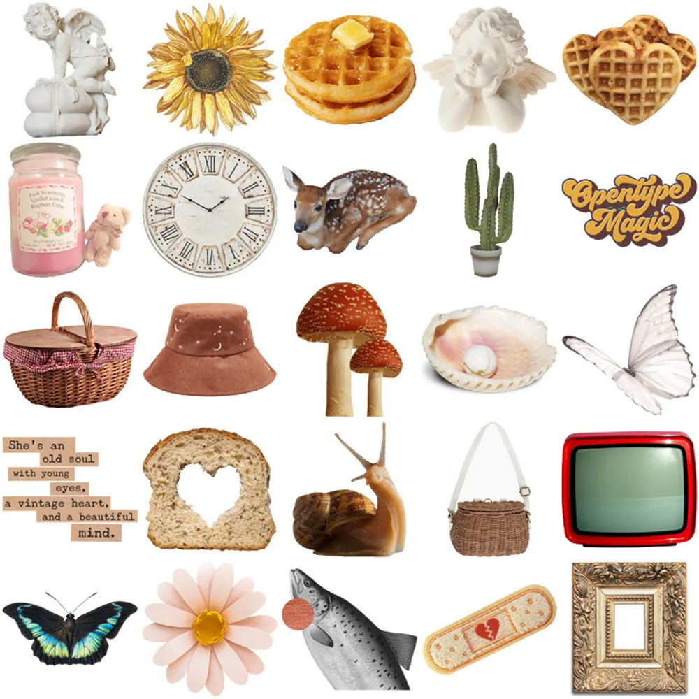 50PCS American Retro Cartoon Stickers Ins Decals Decoration For Laptop Stationery Phone Car Laptop Waterproof Graffiti Toys Gift