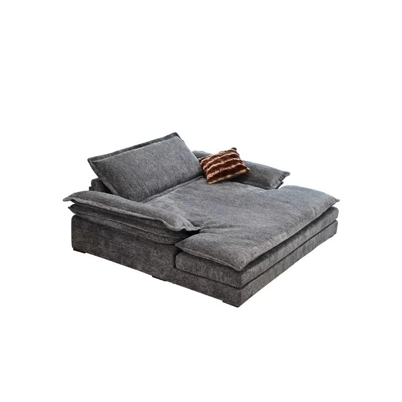 

Cloud fabric sofa super wide sitting deep living room straight row chenille sponge, compression sofa