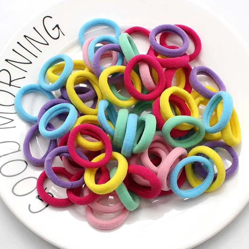 50pc/lot Kids Candy Color Hair Rope Elastic Scrunchie Hair Bands Mini Hair Rings Rubber Band for Girls Princess Hair Accessories