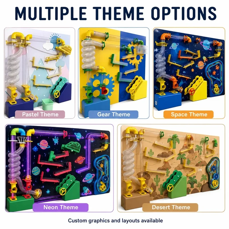 Custom Kid Interactive Ball Tube Wall Game Music Light Sensory Wall Panel Indoor Playground Equipment for Mall Play Cafe Daycare