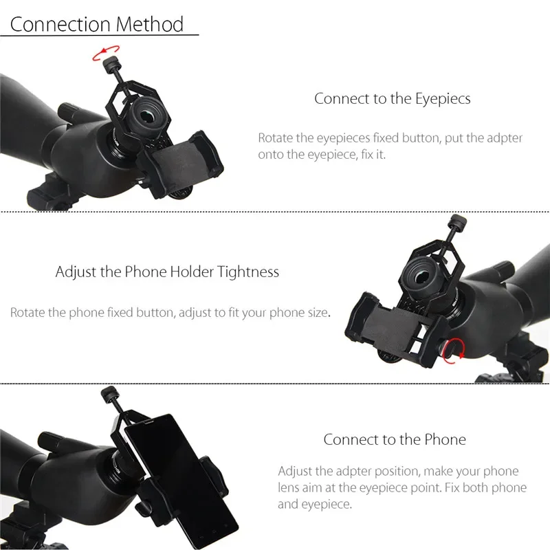 Portable Mobile Phone Telescope Mount Adapter Mount Clip Monocular Spotting Scope Binocular Holder Support Eyepiece Decorative