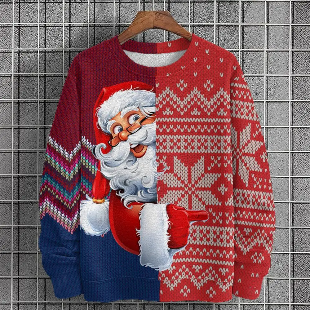 Funny 3D Santa Claus Print Men's Sweatshirts Fashion Trend Christmas Clothing Autumn Loose Pullover Casual y2k Hoodie X'mas Tops