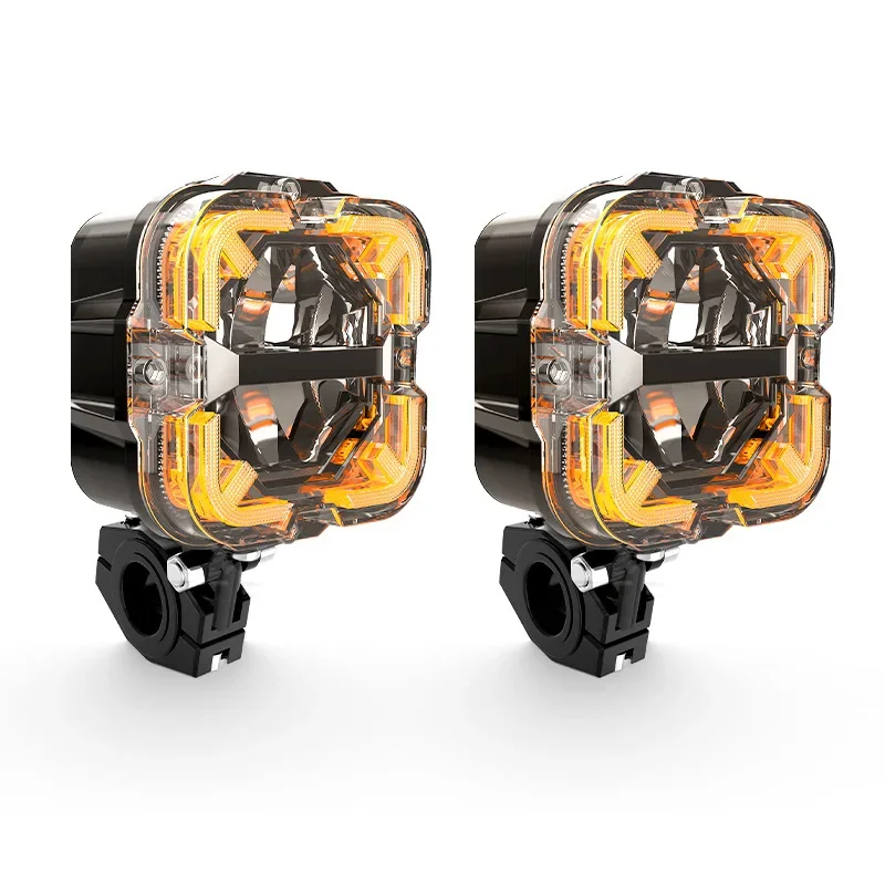 

Motorcycle spotlights far and near light strong light two-color white and yellow flash front fog light electric vehicle external