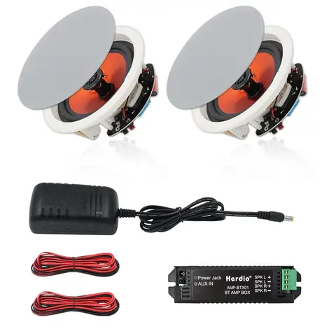 Herdio 6.5'' 300W 블루투스 천장 스피커 플러시 마운트 실내 주방 침실 욕실용 양방향 범용 홈 스피커 한 쌍