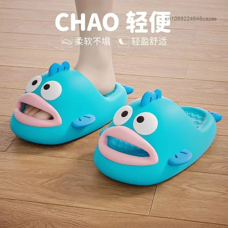 Sanrio Hangyodon Summer Soft Thick Sole Kawaii Shoes Home Creative Design Anti Slip Funny Slippers Y2k Women Beach Cute Slip Ons