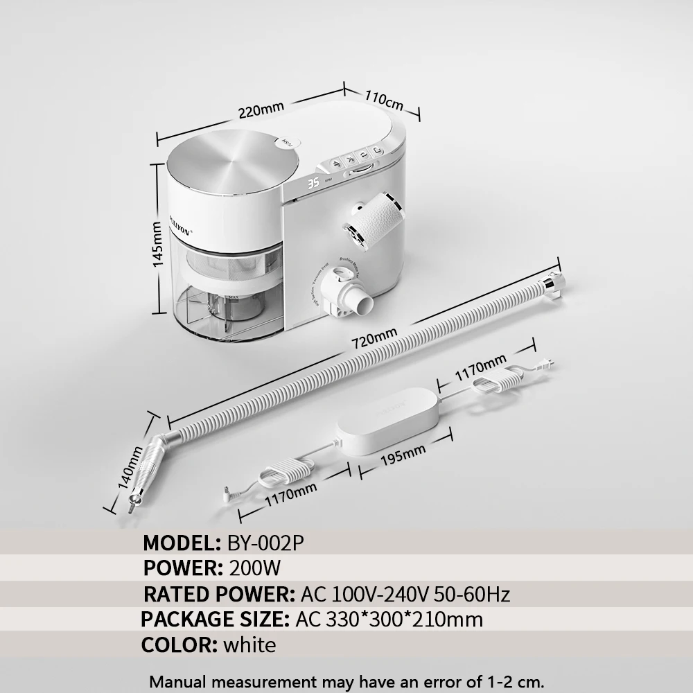 200W 2 in 1 Nail Drill Dust Collector 12kPa Strong Suction