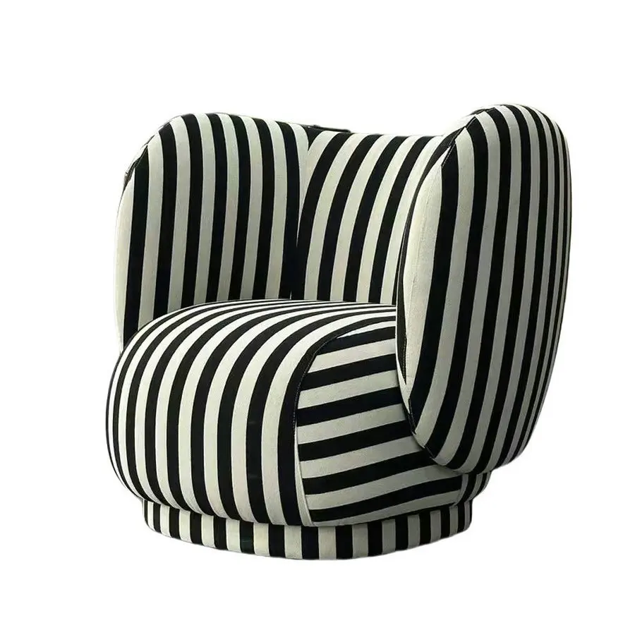 #Vintage Gothic Furniture Living Room Striped Upholstered Accent Chairs Lobby Black and White Stripe Office Club Chair for Sale