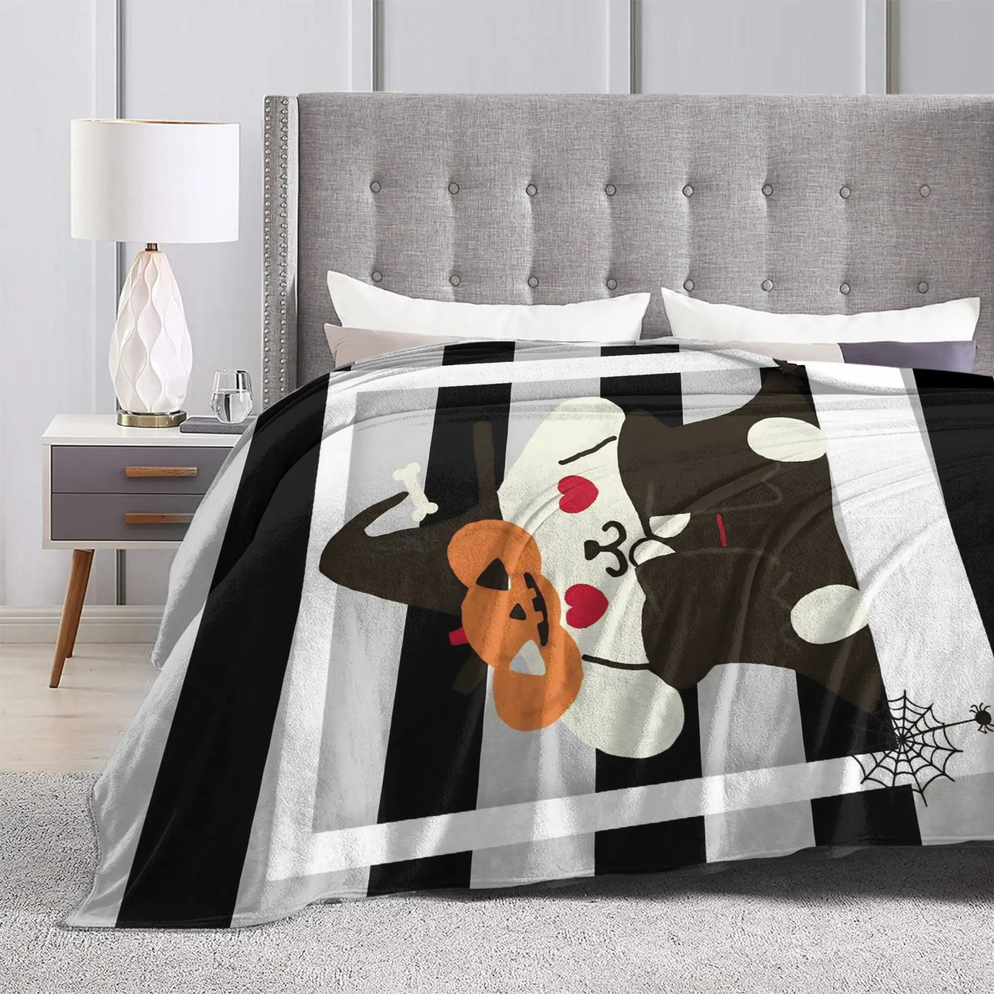 Pompompurins Halloween Pumpkin Witch Cute Dog Blankets Flannel Decoration Super Warm Throw Blanket for Bed Car Bedding Throws