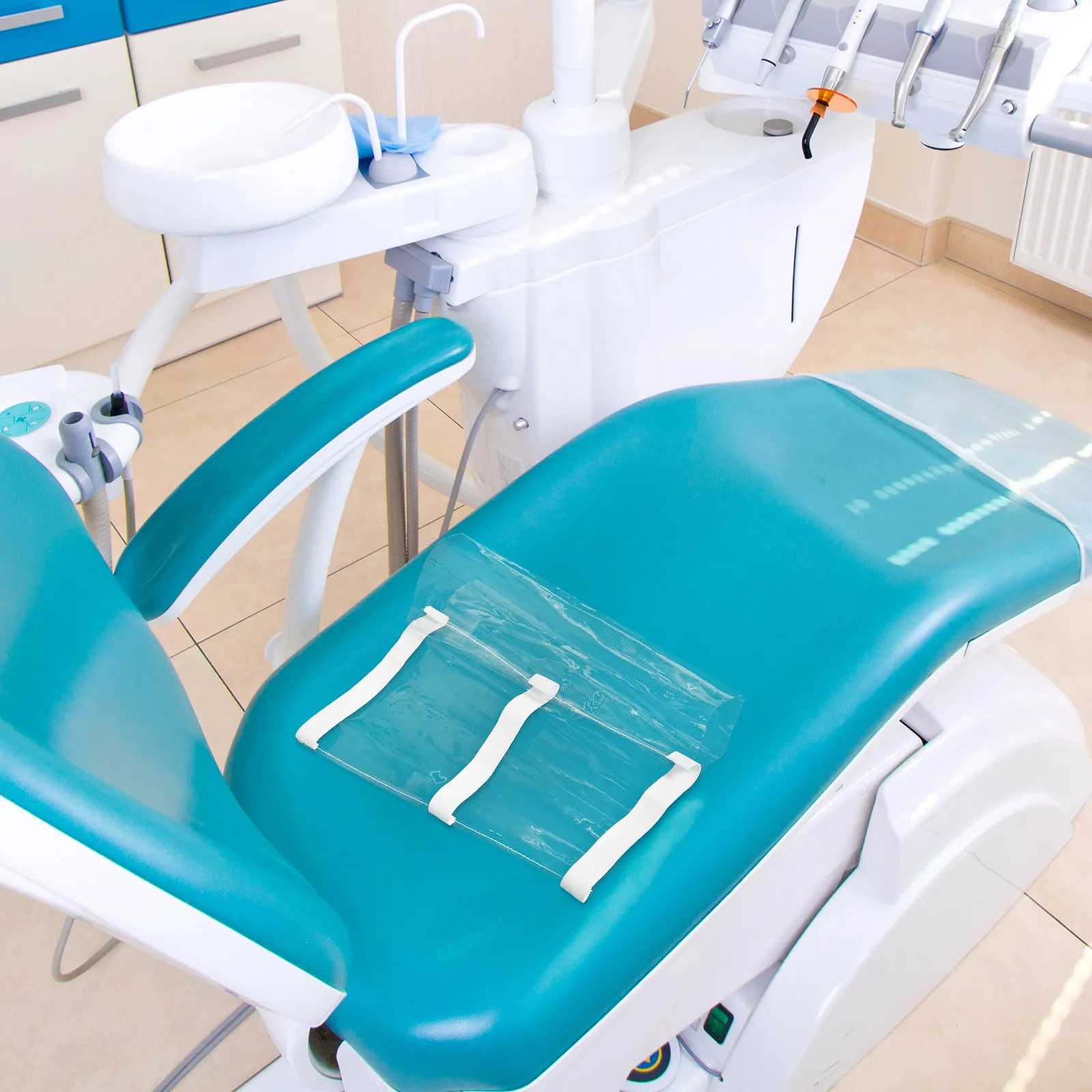 

Dustproof Transparent Dental Chair Foot Mat Plastic Protective Cover with Elastic Bands for Dentist Pad