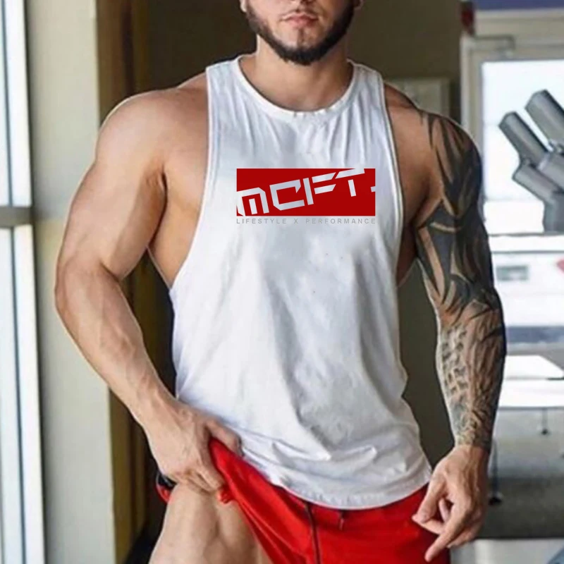 Summer Men New Professional Gym Workout weightlifting Sport and Jogging Cool Shirt Fashion Breathable Vest Neck Graphic Printed
