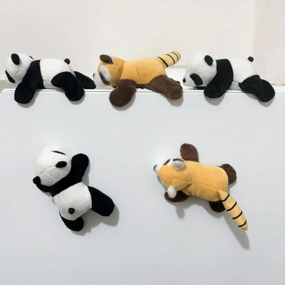 Panda Fridge Magnet Raccoon Fridge Magnet Plush Fridge Magnet Decoration Stuffed Panda Magnetic Ornament Raccoon Shape for Home