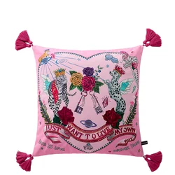 Luxury Velvet Pillows Dog Flora Cushion Case Flying Kitty Decorative Pillow Cover For Sofa 45x45 50x50 60x60 Home Decorations