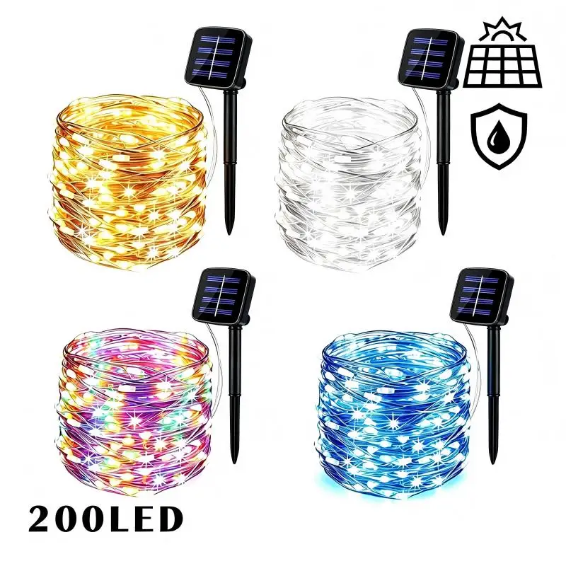 7/12/22M Solar String LED Lights Outdoor Waterproof Fairy Light Led Twinkle Festoon Lamp for Christmas Patio Tree  Garden Party