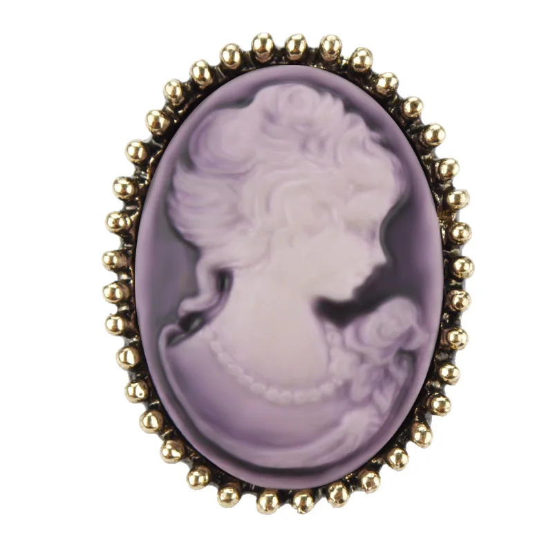 Vintage Cameo Elegant Queen Head Portrait Brooch For Women Antique Wedding Bridal Bouquet DIY Clothing Jewelry