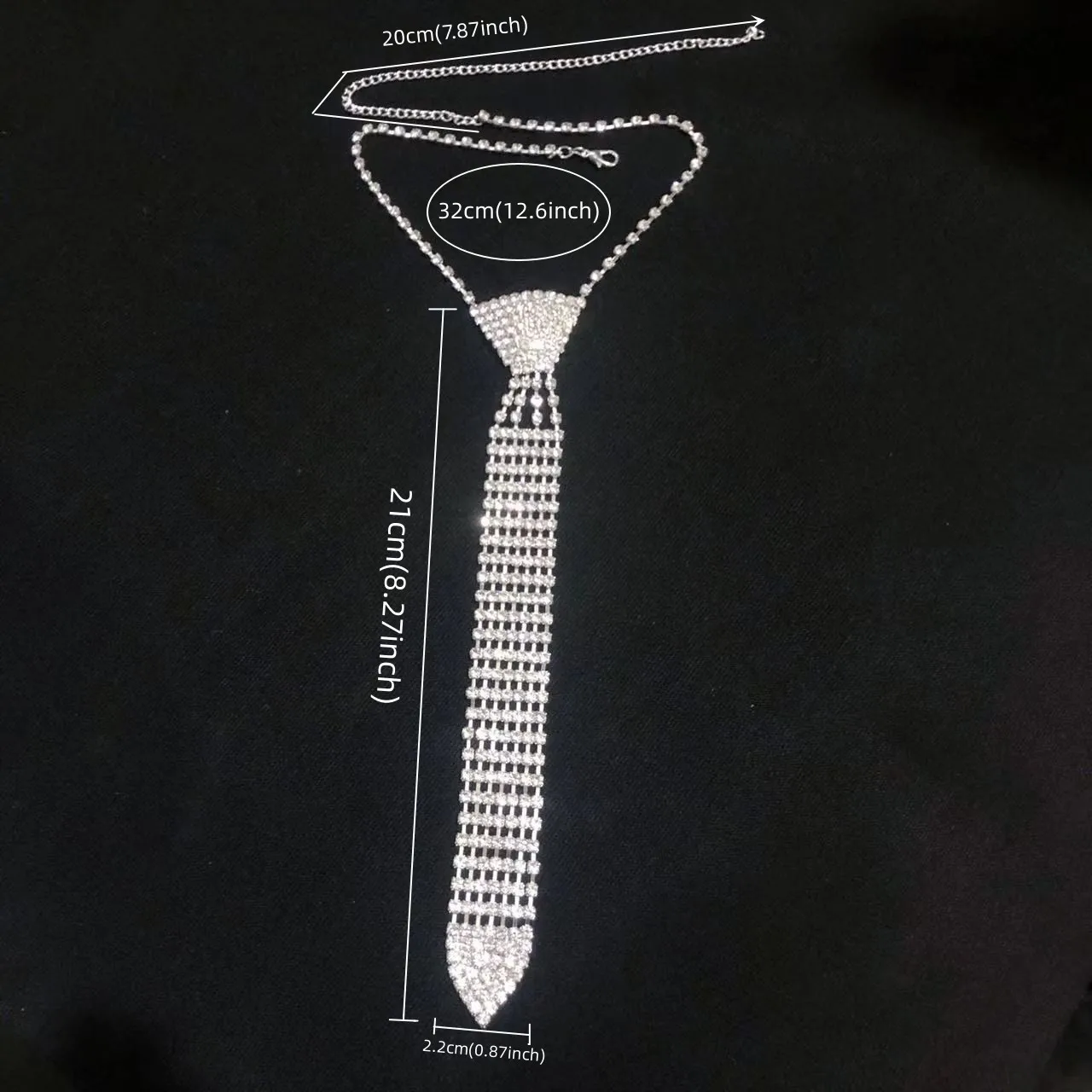 Fashionable and elegant women\'s crystal necktie Necklace shiny Rhinestone letter long necklace women\'s wedding jewelry accessori