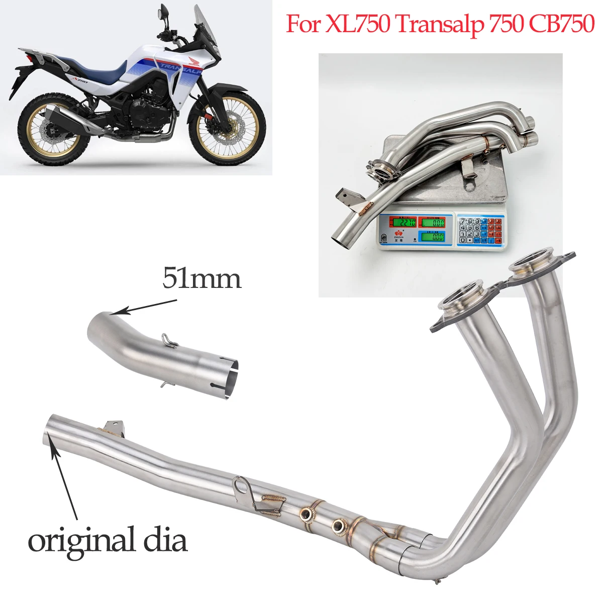 Exhaust Front Link Pipe Dual Sensors For XL750 Transalp CB750 Hornet E-Clutch 2023-2026 Motorcycle Muffler System Header Pipe