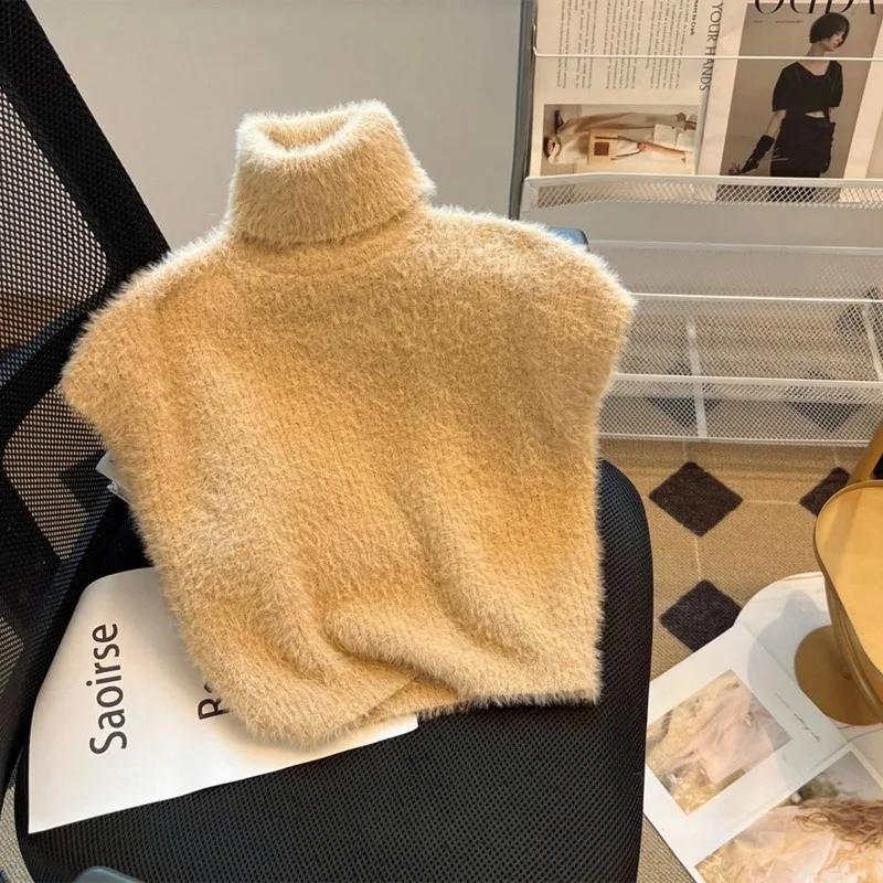 

Turtleneck Bottoming Shirt Gentle Sweater Women's Sleeveless Thermal Vest Top