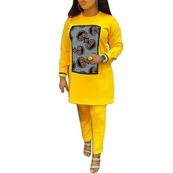 Abbigliamento africano Set top da donna giallo Set abiti Casual da donna Ankara abbigliamento da evento commerciale