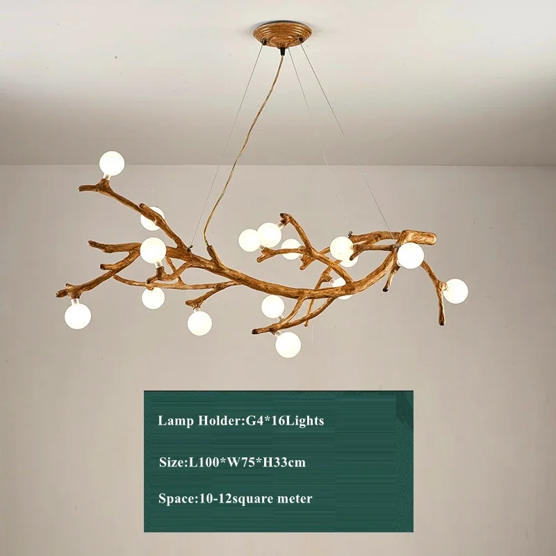MZISOSOD Vintage Ast Harz LED Kronleuchter 3