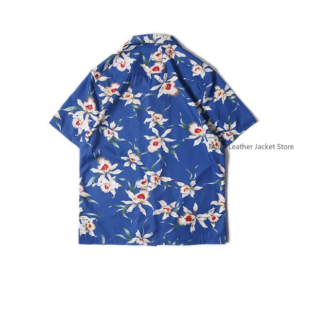 HAWAII ALOHA SHIRTS Tropical Plant & Lily Pattern Cuban Collar Beach Casual Short Sleeve Shirt