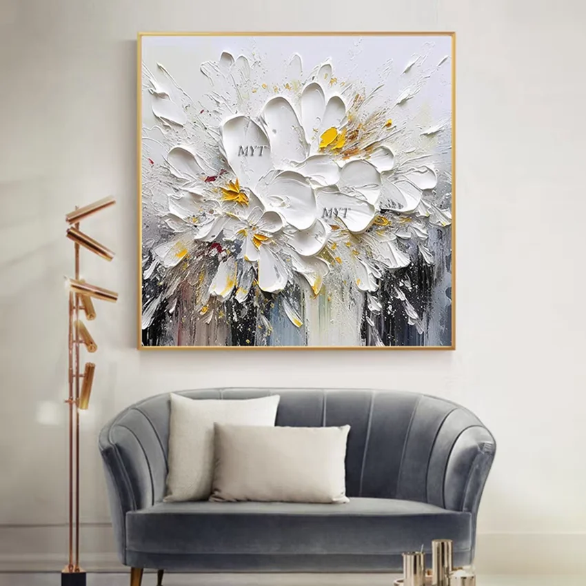 

Hand Painted Oil Painting Modern Abstract Oil Painting Reprodcution Knife Flowers Heart Picture Home Decoration Unframed