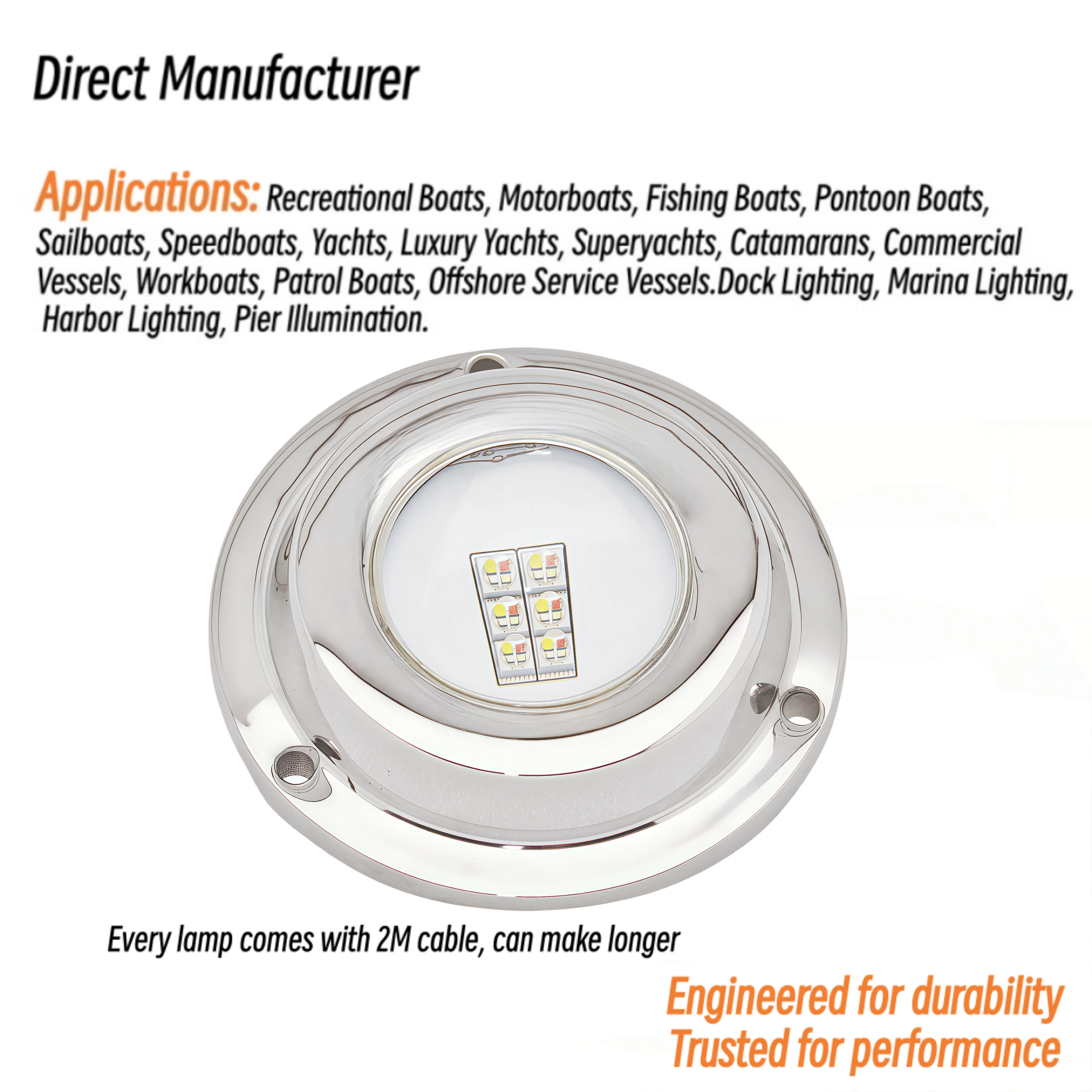 60W Competitive Price 12V 24V Outdoor IP68 Docking DMX512 Control Decorative Submersible Flood Spot Boat Underwater Led Lights