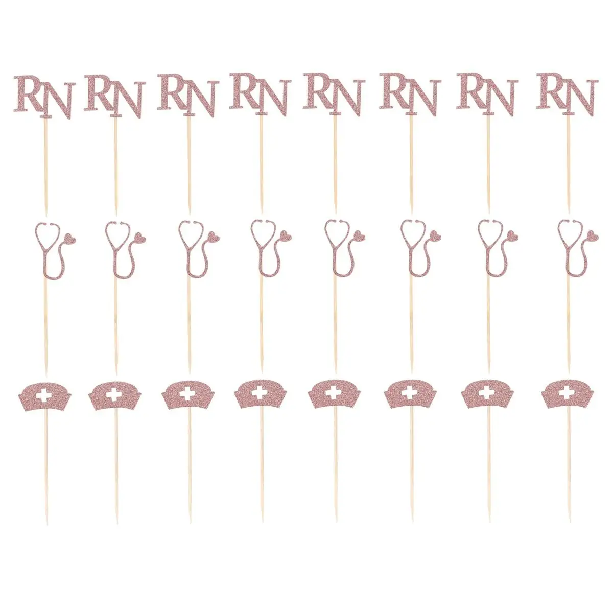 

24 Pcs Cake Picks Nursing School Design Party Cupcake Toppers Dessert Decorations Golden Color For Cakes Kitchen Bar Tools