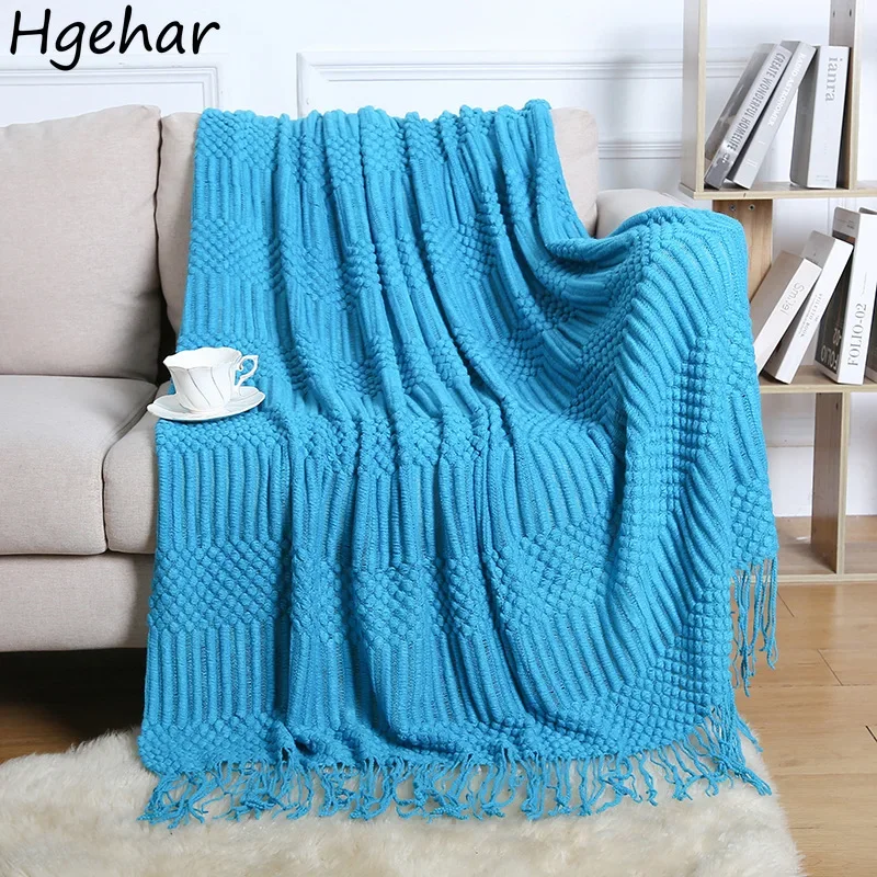 Solid Thread Blanket Classic Minimalist Bedroom Knitted Vintage Japan Style Soft Sofa Nap Travel Leisure Tender 10 Colors Home