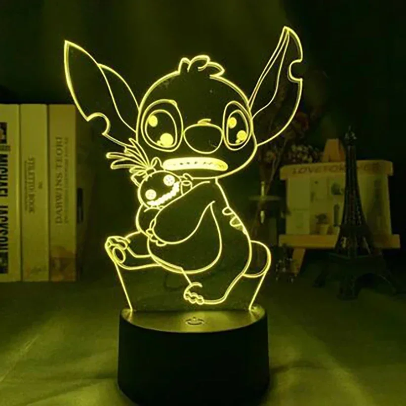 Anime Disney Lilo&Stitch 3D Led Night Light Model Toys Children Bedroom Decor Student Manga Birthday Gifts