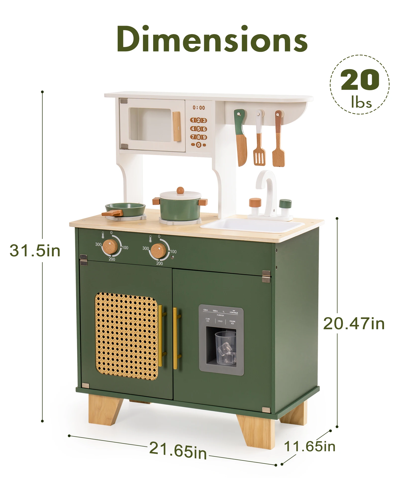 البوهيمي نمط خمر المطبخ الأخضر Playset ، هدية رائعة للبنين والبنات