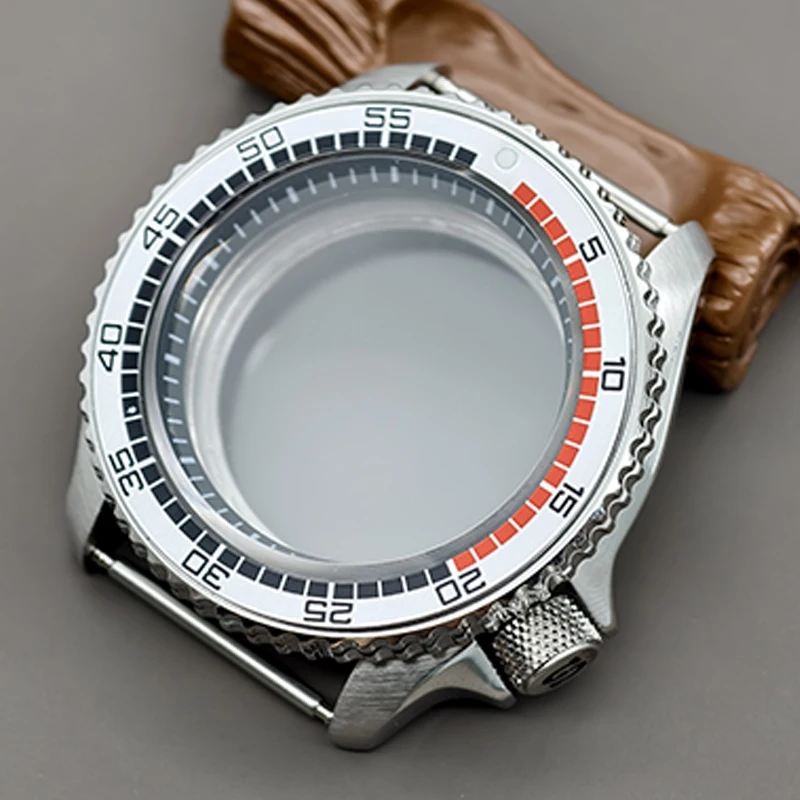 42mm SKX007 Watch Case Flat Sapphire Crystal Glass For NH35 NH36 4R 6R 7S Movement Transparent Back Cover Men Watch Parts Refit