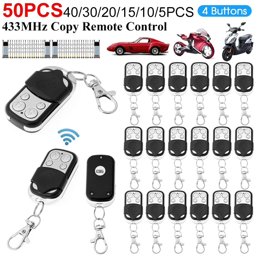 5-50PCS 4 Buttons Electric Garage Door Gate Opener Universal Copy Remote Controller Multi Frequency Replacement Key for Home