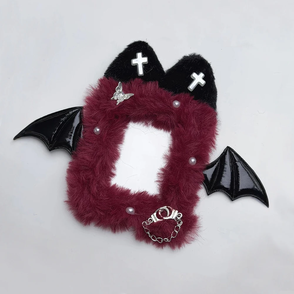 Handmade Gothic Plush Little Devil Card Holder, Card Holder with Bat Wings Decoration, 3inch Card Display Holder, Polaroid Photo Decoration Holder, Collectible Card Protector, Ita Bag Decoration Accessories, Fan Card Display Holder, Guka Decoration Card Holder, Card Display Decoration Holder, Collectible Card Display Accessories, Handmade Card Holder, Photo Decoration Card Holder, Fan Card Display Holder, Card Decoration Shell, Collectible Card Display Accessories