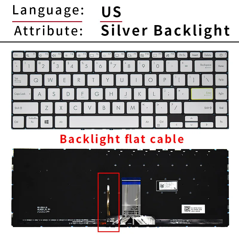 Ru/Kr/Us/Ch Toetsenbord Voor Asus Vivoboek S14 S433 S433e S433f S433f S433j, X421 X421e X421f X421j, M433 M433i, E410 E 410M