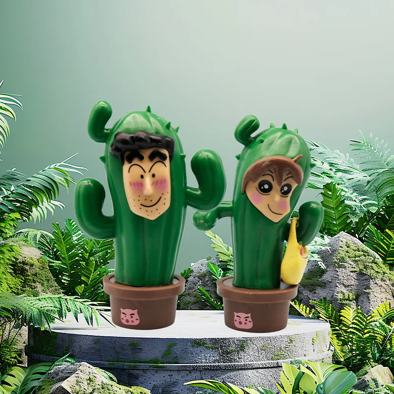 5Pcs/set Crayon Shin-chan Nohara Cosplay Cactus Funny Toys Pvc Model Office Desktop Decorative Ornament Toys Tide Play