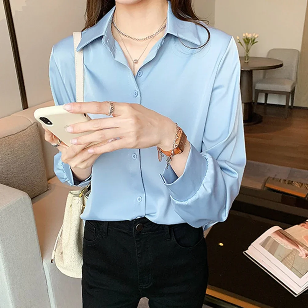 

For Daily Wear Casual Solid Color Long Sleeve Top Casual Outings Suitable For All Seasons V-neck Design Versatile Wear