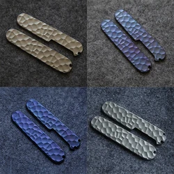 5 Stone Stria Patterns Titanium Alloy Material Knife Scales Handle Patches for 91MM Victorinox Swiss Army Knives Roasted Blue