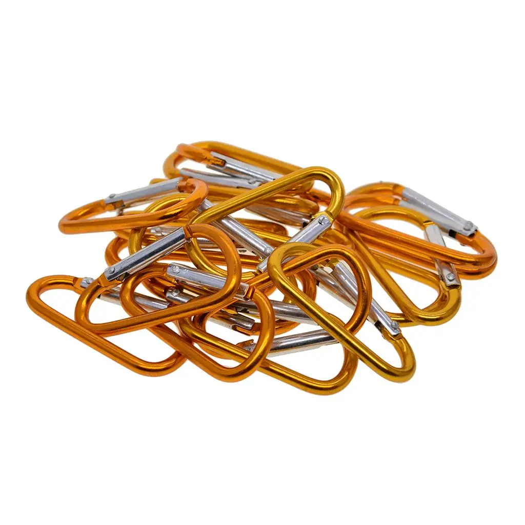 20Pcs Carabiner D Shape Buckle Spring-Loaded Gate, Aluminum Carabiner Clip Small